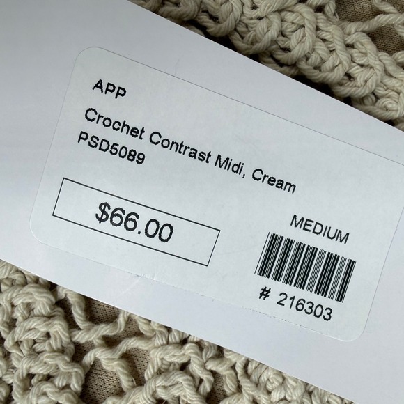 New Polagram Crochet Contrast‎ Midi Dress size Medium Cream - Picture 4 of 8
